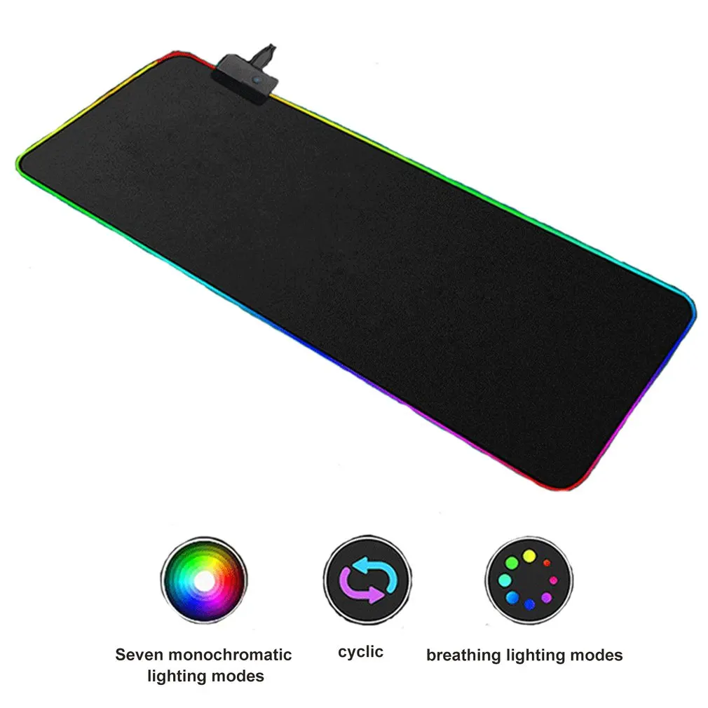 LED Šviesos Žaidimų Pelės Mygtukai RGB Didelis Šviesos Klaviatūros Padengti neslidžia Guma Bazės Kompiuteris, kiliminė danga, Stalas Kilimėlis PC Žaidimas Pelės Mygtukai 4