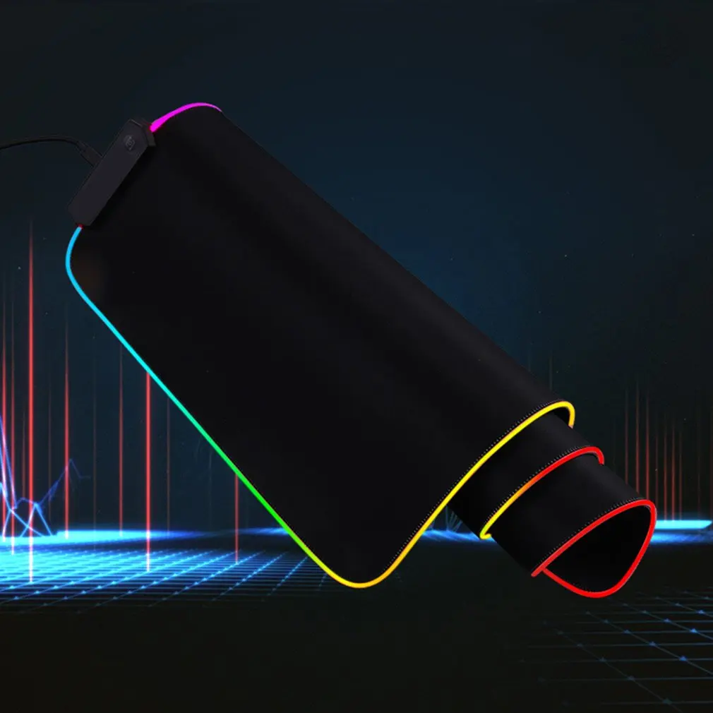 LED Šviesos Žaidimų Pelės Mygtukai RGB Didelis Šviesos Klaviatūros Padengti neslidžia Guma Bazės Kompiuteris, kiliminė danga, Stalas Kilimėlis PC Žaidimas Pelės Mygtukai 5