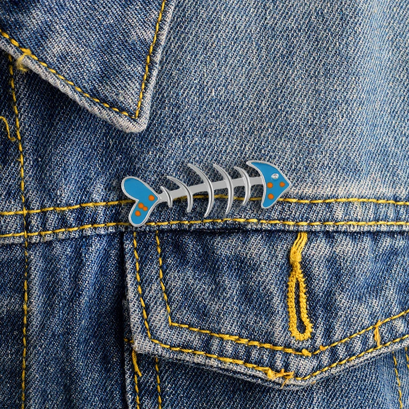Kūrybinės animacijos šokančių žuvų kaulų emaliuota segė žvejybos pin apykaklės žvejys mygtuką ženklelį ir simbolis dovana 0