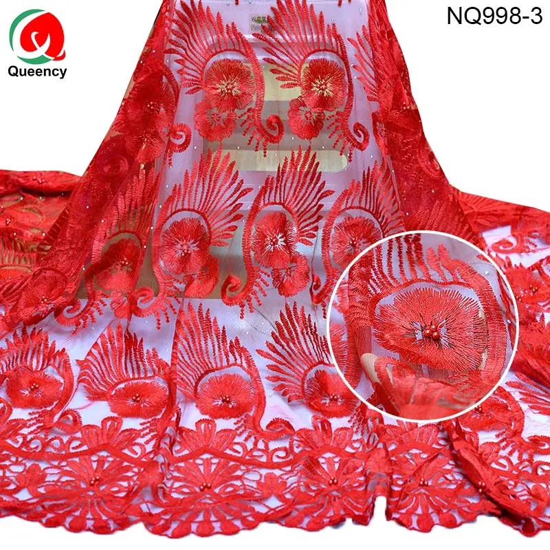 NQ998 Pardavimo Siuvinėjimo Net Nėrinių audinio Afrikos karoliukai, akmenys ir tinklelio Nėriniai 5yards už suknelę, drabužių Materail 9colors 1