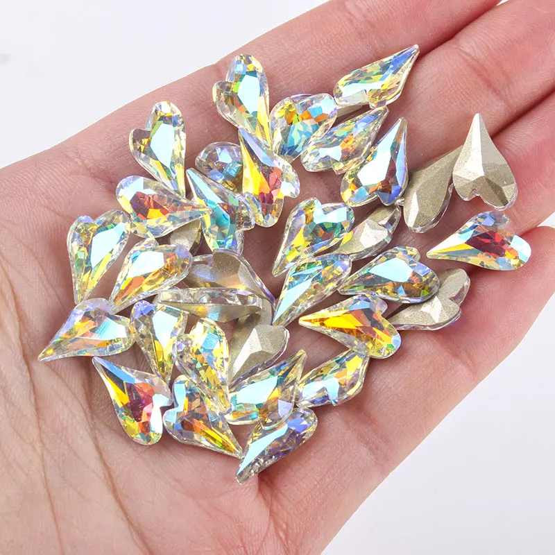 Naujas 30/100vnt nagų dailės širdyje, diamond 10x15mm papuošalai nurodė apačioje formos brangakmenių didelis Persikas Širdies Shap Diamond nagų Apdaila 3