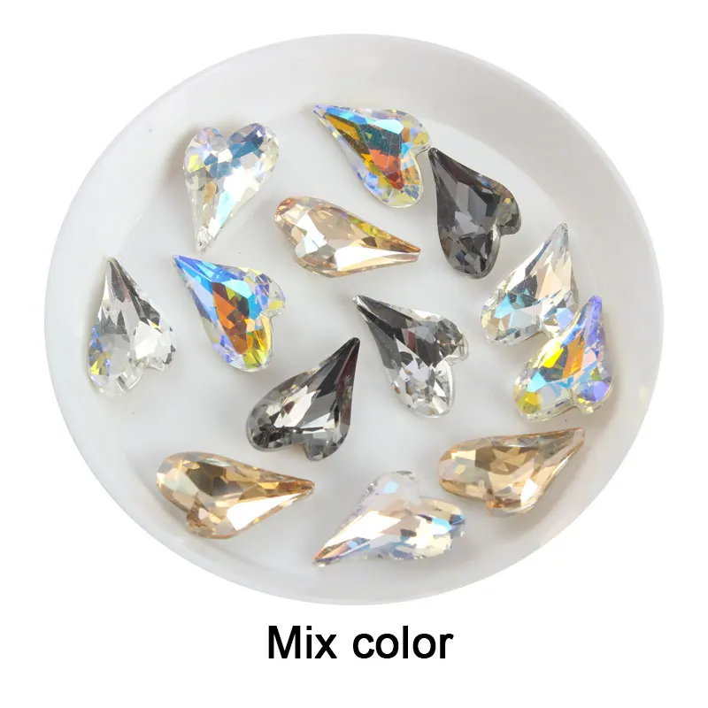 Naujas 30/100vnt nagų dailės širdyje, diamond 10x15mm papuošalai nurodė apačioje formos brangakmenių didelis Persikas Širdies Shap Diamond nagų Apdaila 5