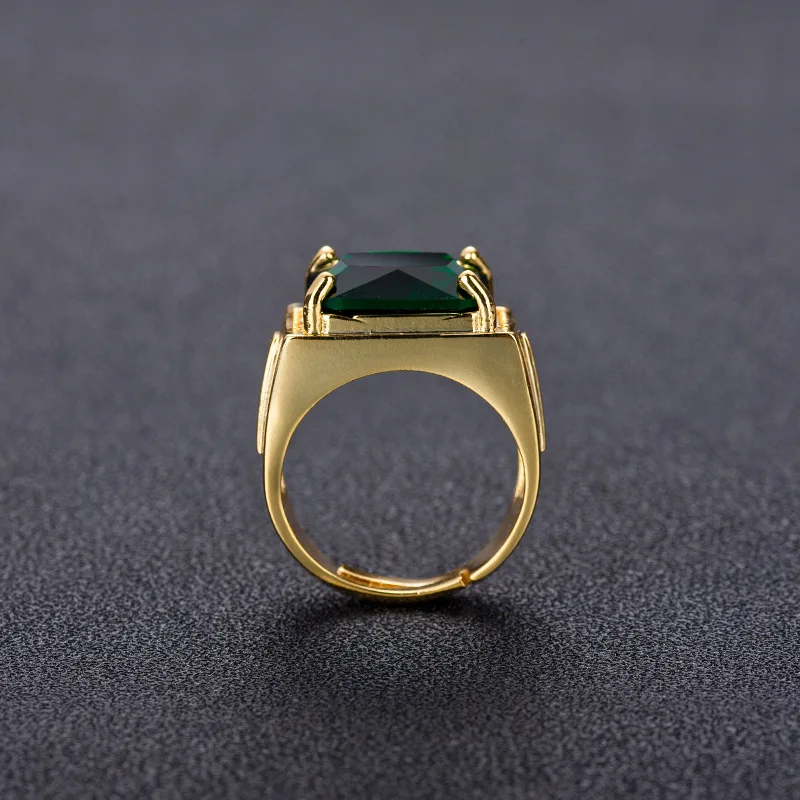 Pardavimo smaragdas žiedas vyrų kvadratinių nacionalinės vėjo atkurti senovės būdų žiedas auksu žiedas žiedas 0