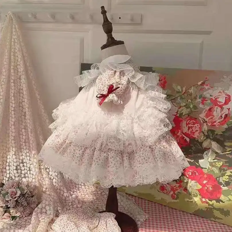 2020 metų Vasaros ispanų Lolita princess dress baby girl drabužiai nėrinių susiuvimo suknelė mergaitėms birthday party dress vestidos Y2620 3