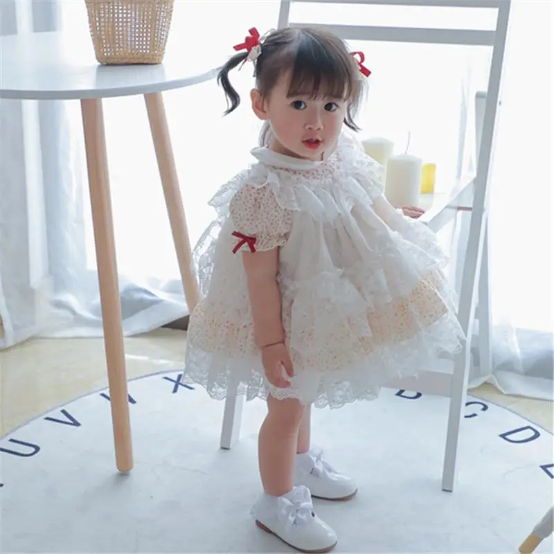 2020 metų Vasaros ispanų Lolita princess dress baby girl drabužiai nėrinių susiuvimo suknelė mergaitėms birthday party dress vestidos Y2620 5