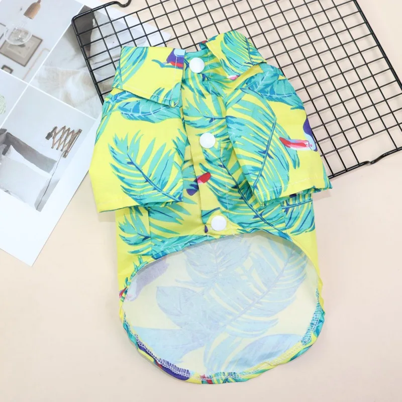 Pet Vasaros Havajai Paplūdimio Gėlių Marškinėliai Kačių, Šunų Drabužius Mažylis Kombinezonas Plonas Trumpas Rankovės Kokoso Medžio spausdinti Drabužių žalia 1