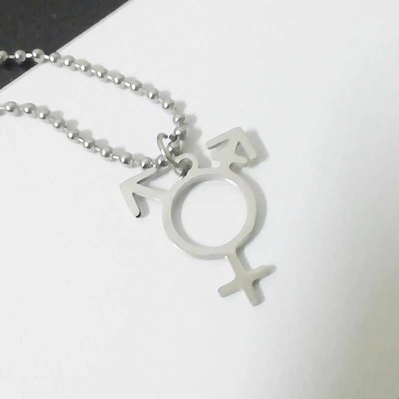 Nerūdijančio Plieno Transseksualų Simbolis Karoliai Transseksualų Išdidumo Papuošalai, Vyrų Ir Moterų Simbolis Karoliai Transseksualų dovana 0
