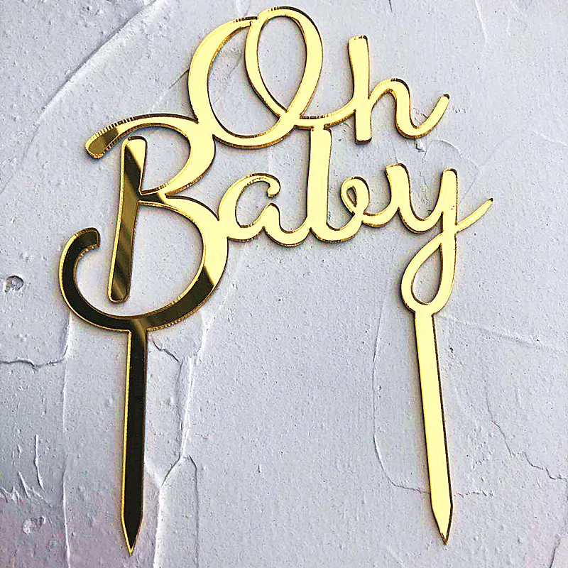 Ins Naujas OH Baby Tortas Topper Rose Gold Gimtadienio, Vestuvių Akrilo Tortas Topper Vaikams Gimtadienio Tortas, Papuošimai Baby Shower 3