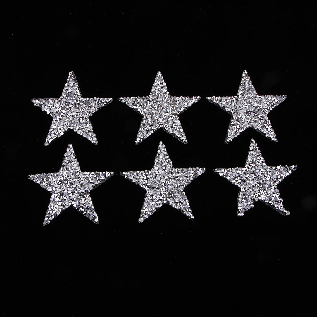 6Pcs Drabužius Pentagram Žvaigždė Crystal Pleistras Lipduko Klijų Populiarus Priedai Karšto Gręžimo Šviečia 0