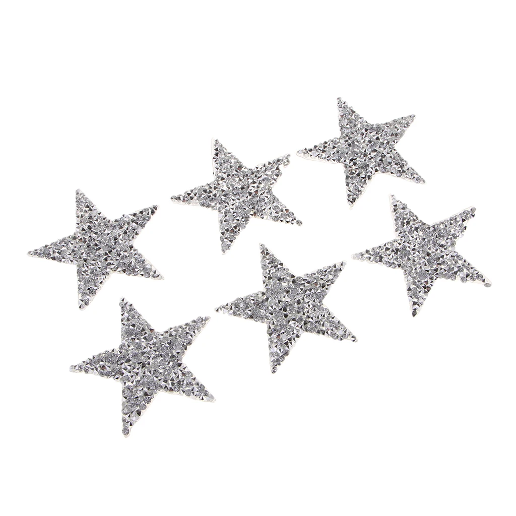 6Pcs Drabužius Pentagram Žvaigždė Crystal Pleistras Lipduko Klijų Populiarus Priedai Karšto Gręžimo Šviečia 2