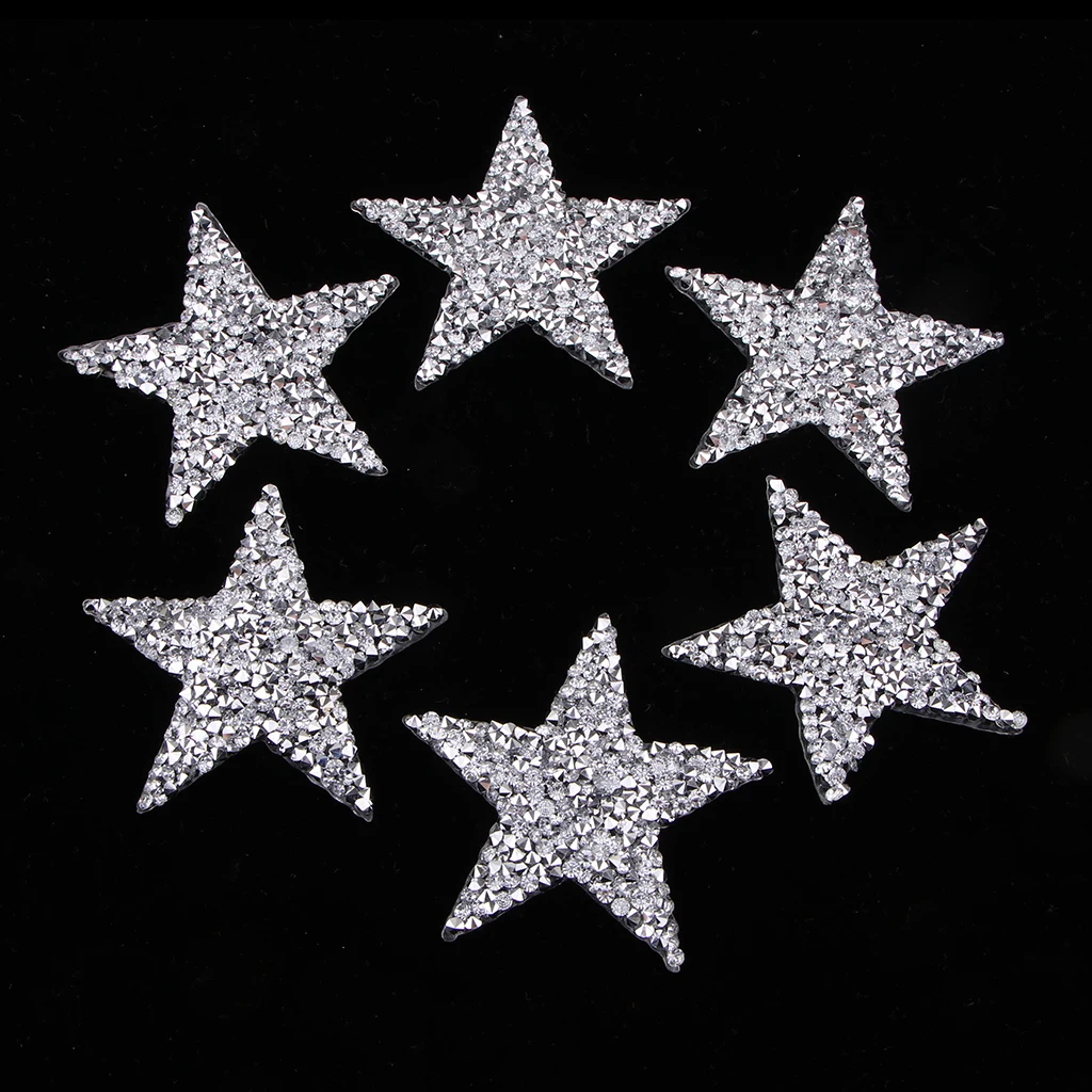 6Pcs Drabužius Pentagram Žvaigždė Crystal Pleistras Lipduko Klijų Populiarus Priedai Karšto Gręžimo Šviečia 3