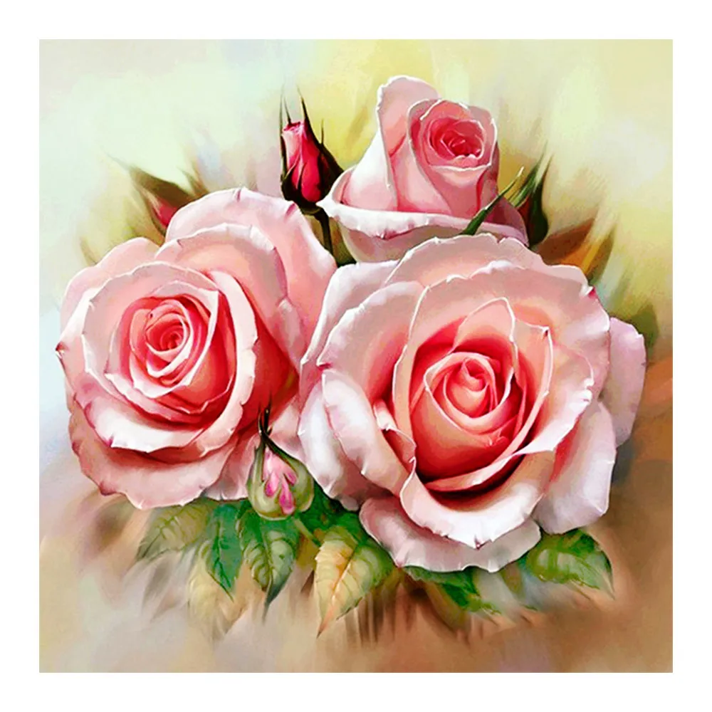Pink Gėlių Rose Diamond Tapybos Gėlių Bijūnas Turo Visiškai Gręžimo 5D Nouveaute 